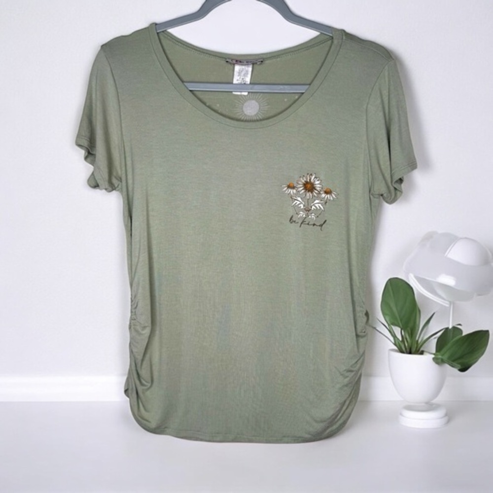 Maternity Top Olive Summer Green Graphic Tee SMALL
